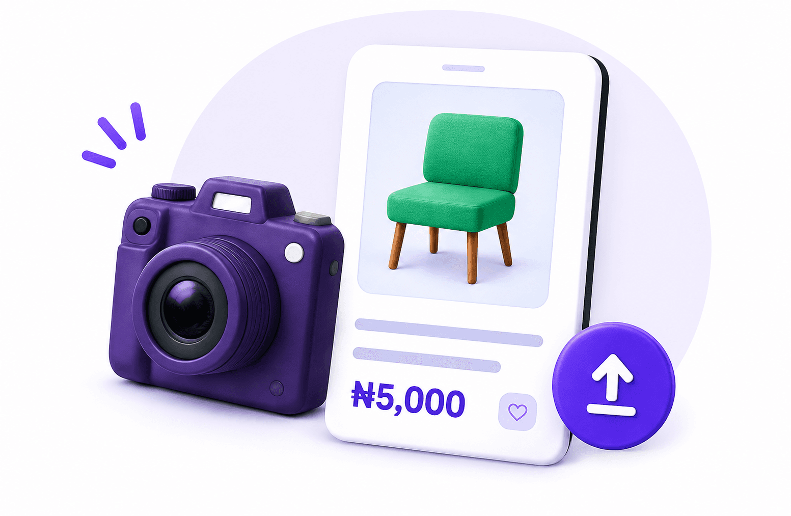 Camera and phone showing a new listing being posted