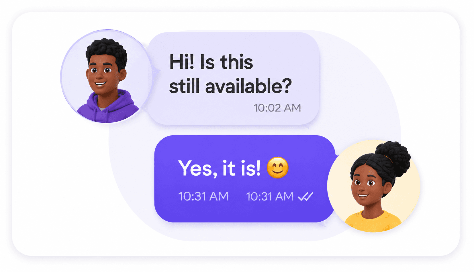 Two students chatting about a listing